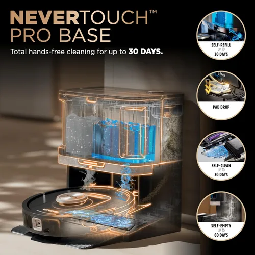 Vista 2 de Shark Robot Aspirador y Trapeador Combo, PowerDetect NeverTouch Pro, Autovaciante, Auto-Refill con Lavado y Secado de Toallitas de Limpieza