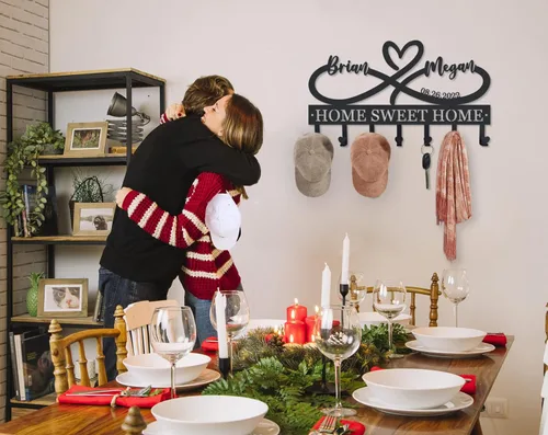 Vista 3 de Personalized Key Holder for Wall, Metal Infinity Heart Key Hooks, Key Hooks for Wall, Coat Rack, Custom Name Key Rack, Key Holder Wall Hanging