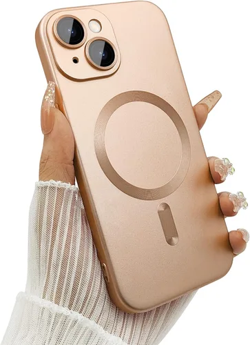 Vista 32 de ankofave Funda magnética para iPhone 15 para mujer, diseño de brillo metálico suave mate con protector de lente de cámara, compatible con Magsafe