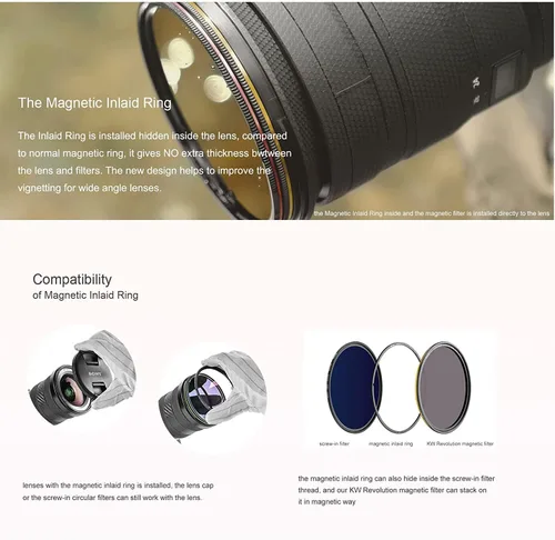 Vista 5 de Kase Wolverine Revolution - Kit de filtro de entrada de 2.638 in, vidrio óptico templado magnético a prueba de golpes con anillos codificados por