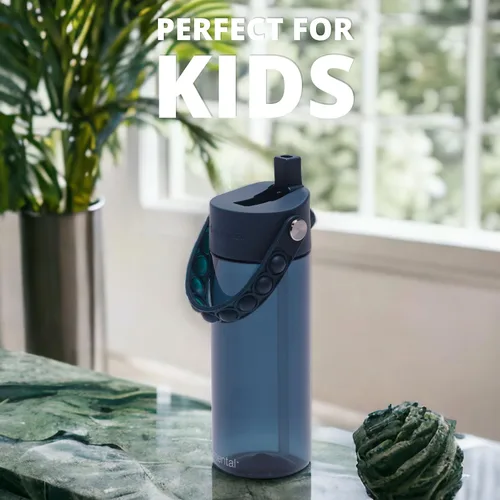 Vista 60 de Elemental Botellas de agua para niños – Botella de agua para niños Splash para la escuela con mango Pop-it – Botella de agua de plástico Tritan sin