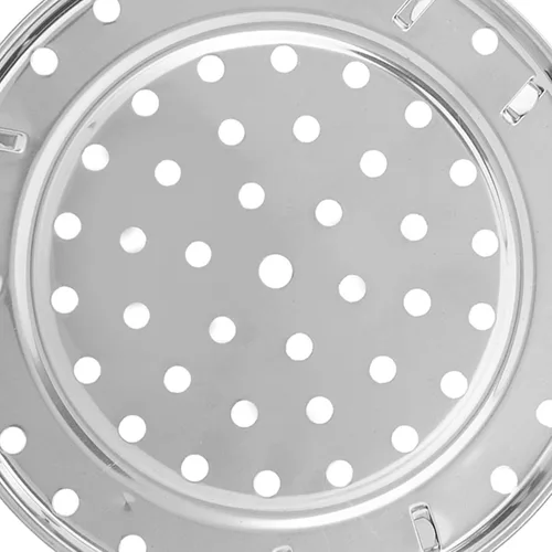 Vista 8 de Soporte de vapor de acero inoxidable Bandeja de vapor redonda para ollas, sartenes, con pies de apoyo - Plata (S)