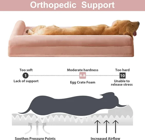 Vista 3 de BFPETHOME - Camas para perros grandes, cama ortopédica para perros medianos y grandes, gran cama para mascotas impermeable para sofá con funda