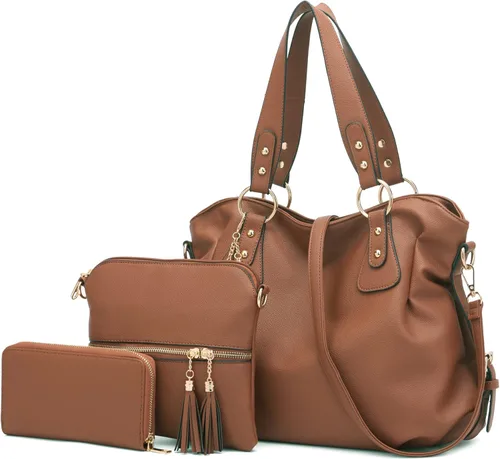 Vista 9 de Juego de carteras y carteras para mujer, bolso grande con cartera, 3