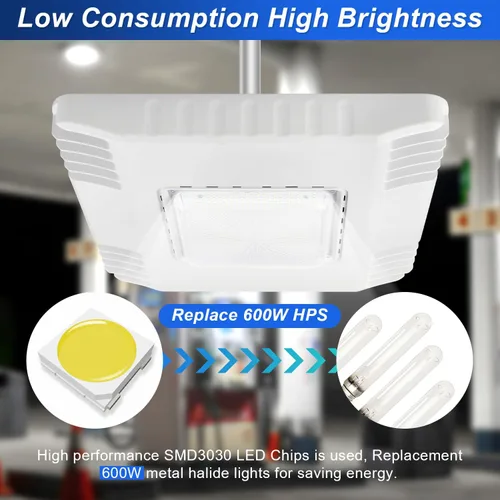 Vista 5 de 150W LED Canopy Light, 21000LM 5700K, Surface Mount LED Gas Station Carport Ceiling Light [600W HID/HPS Equiv.], IP65 Rated High Bay Parking Garage