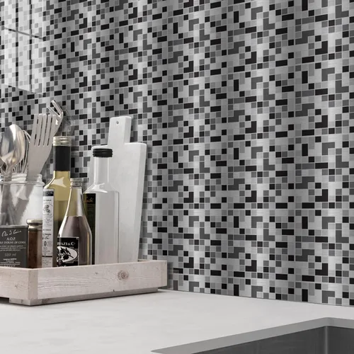 Vista 10 de 20 calcomanías de vinilo metálico para azulejos de cocina y baño, autoadhesivas para despegar y pegar en azulejos de transferencia, 4 x 4 pulgadas