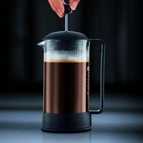 Vista 5 de Bodum Cafetera de prensa francesa Brazil de 12 onzas, vidrio de borosilicato resistente al calor, negro - Hecho en Portugal