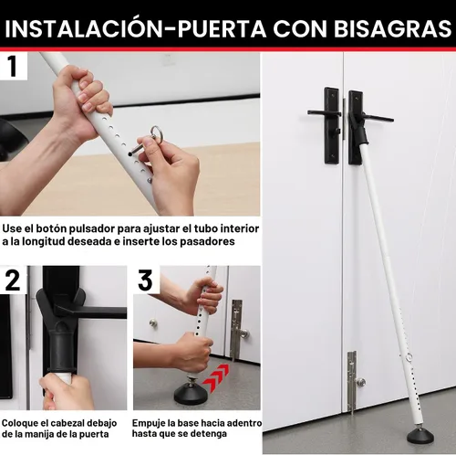 Vista 6 de Barra de Seguridad para Puerta - Barra de Seguridad Ajustable para Topes de Puerta de Gran Resistencia - Barras de Seguridad Ajustables para Puertas
