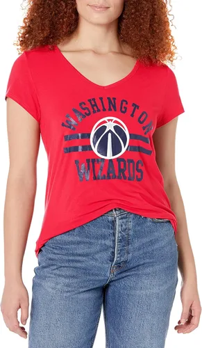 Vista 55 de Ultra Game Camiseta de mujer NBA Oficial con cuello en V y strass de manga corta