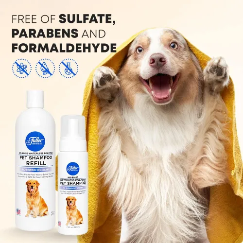 Vista 7 de Fuller Brush Champú espumoso para mascotas sin agua sin enjuague – Botella de repuesto de 16 onzas, champú seco para perros limpia, acondiciona e