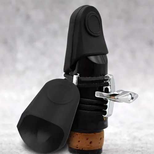 Vista 4 de 2 tapas de boquilla de saxofón, boquilla de clarinete protectora de goma para saxofón, accesorios para saxofón (negro)