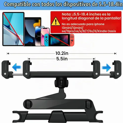 Vista 4 de najiaxiaowu Soportes para Tabletas PC Paquete de 2 Soporte para Tableta para Coche, Soporte para Reposacabezas de iPad para iPad/Teléfonos