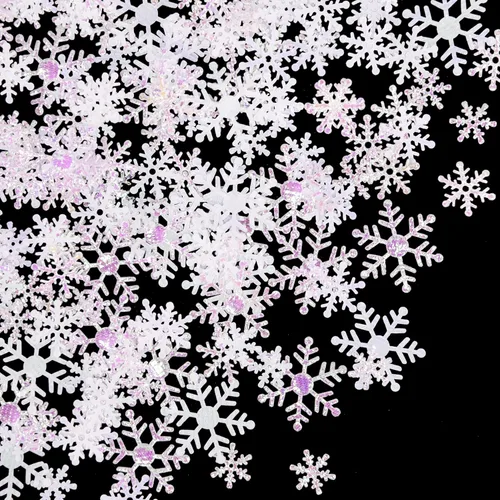 Vista 9 de 800 piezas de decoraciones de confeti de copos de nieve azules de Navidad – Confeti de nieve falso, manualidades, copo de nieve, suministros