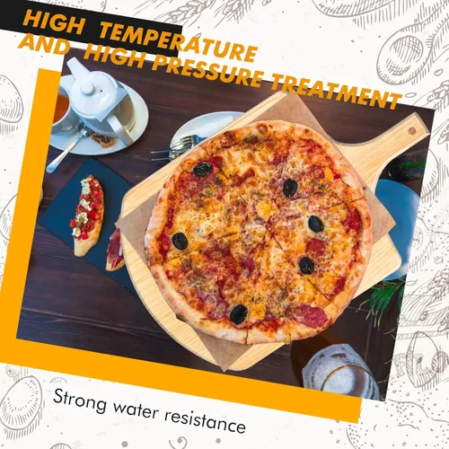 Vista 5 de Bokon Paquete de 2 palas de madera para pizza, 14 x 12 pulgadas, juego de paletas de pizza grandes con mango de madera de 4 pulgadas para horno