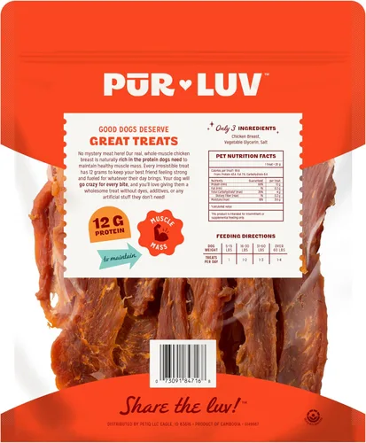 Vista 8 de Pur Luv Golosinas de Cecina de Pollo para Perros, Hechas con 100% Pechuga de Pollo Real, 16 Onzas, Saludables, Fácilmente Digeribles, de Larga