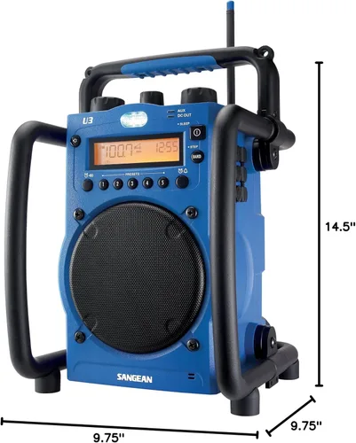 Vista 6 de Sangean radio digital recargable con AM/FM-RBDS/alerta climática/Bluetooth/Aux in ultra fuerte Azul/Negro