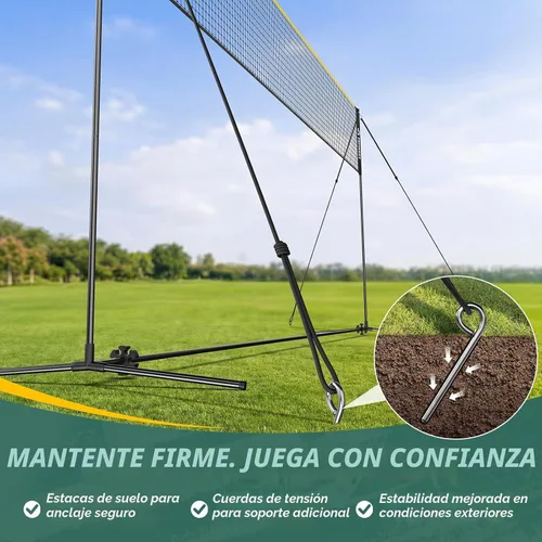 Vista 6 de 3-in-1 Volleyball Badminton Pickleball Net Set Adjustable Height Negro