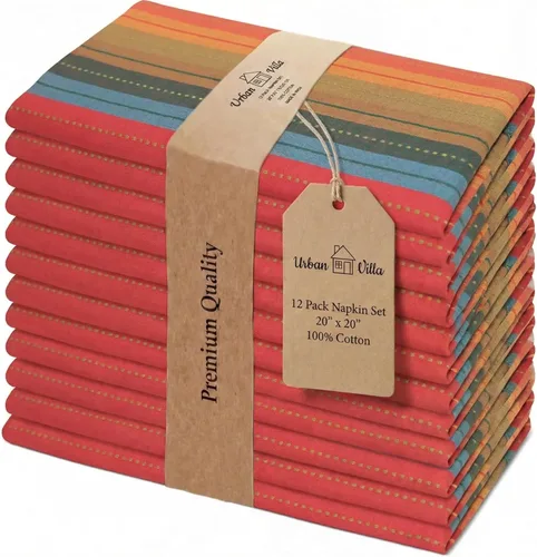 Vista 30 de Urban Villa Juego de 6 servilletas de tela blancas (18 x 18 pulgadas) 100% algodón absorbente, lavable, duradero, reutilizable, ideal