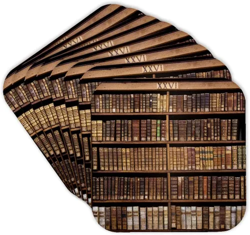Vista 8 de 3dRose France, Corsica, Books, Ajaccio Municipal Library - EU09 SSM0025 - Scott T. Smith Set of 4 Ceramic Tile Coasters