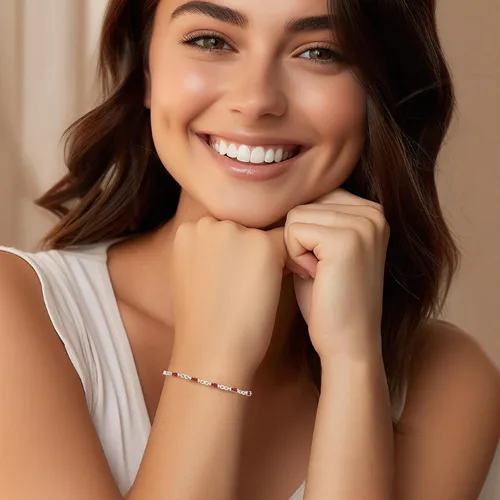Vista 2 de CDE Pulseras de tenis de plata de ley 925 con piedra natal para mujer, delicada y simple símbolo de infinito, pulsera de eslabones con dije