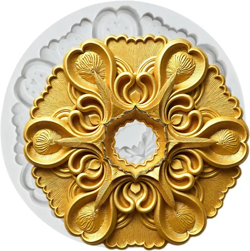Vista 16 de Moldes de silicona estilo barroco con espirales, moldes de encaje, moldes de flores en relieve, molde de filigrana para decoración de pastel