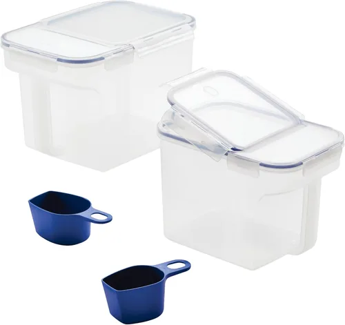 Vista 9 de Lock & Lock Airtight Contenedor para almacenamiento de alimentos a granel, con ruedas, 236.70 onzas/29.59 tazas, Blanco