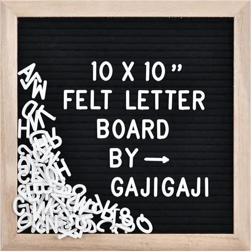 Vista 8 de Tablero de letras de fieltro con 294 letras, números, símbolos, tablero de mensajes intercambiable de 10 x 10 pulgadas con marco de madera para Beige