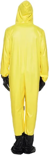 Vista 4 de EraSpooky Traje de material peligroso amarillo con máscara de gas