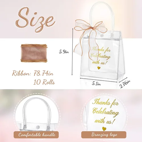 Vista 2 de Henoyso 50 bolsas de regalo transparentes, bolsa de PVC de agradecimiento