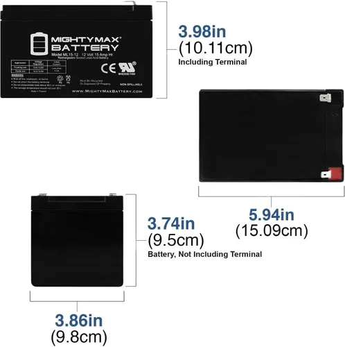 Vista 2 de Mighty Max Battery Batería de 12V 15AH F2 SLA para el generador solar Goal Zero YETI 150