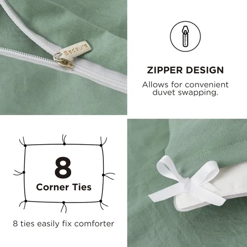 Vista 26 de Bedsure Funda de edredón de tamaño King suave y prelavada, gris oscuro, 3 piezas, 1 funda de edredón de 104 x 90 pulgadas con cremallera y 2 fundas