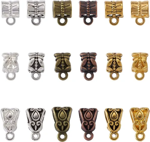 FASHEWELRY 270 piezas estilo tibetano aleación triángulo columna fianzas perlas percha enlaces conectores para pulsera collar DIY joyería