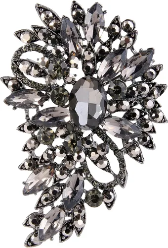 Vista 14 de EVER FAITH - Broche para mujer, con diseño de flores y hojas de cristales austriacos, ideal para bodas Color Esmeralda