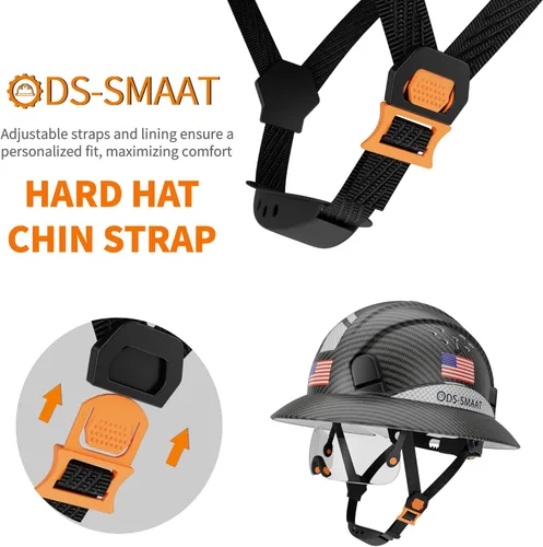 Vista 5 de Casco duro de ala completa con visera, casco de seguridad de suspensión de trinquete de 6 puntos, protección superior de impacto para la cabeza