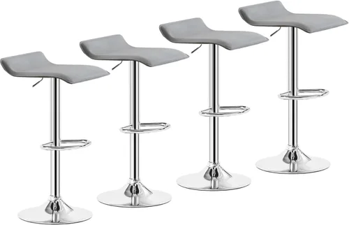 Vista 13 de VECELO Juego de 2 taburetes de bar con barra giratoria y altura ajustable, modernos taburetes de bar de PVC para cocina, bar, comedor, sala de Negro