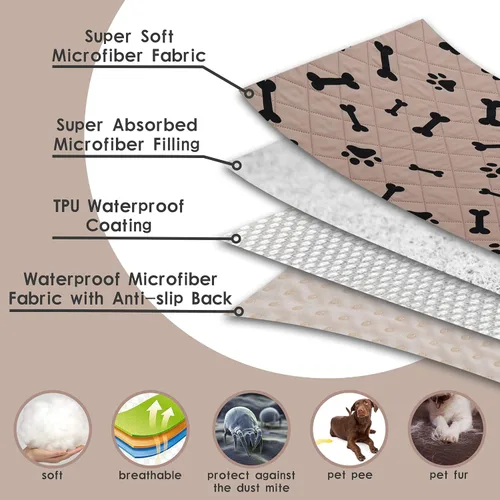 Vista 4 de 2 almohadillas para orina de perro, alfombras lavables antideslizantes para perros pequeños, almohadillas de entrenamiento para absorción de agua
