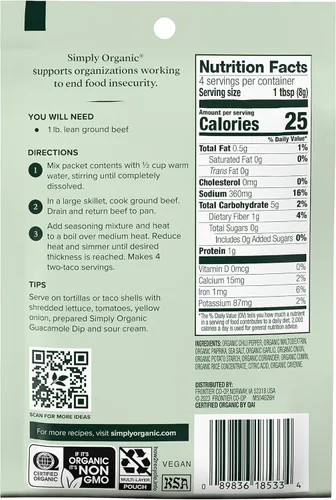 Vista 2 de Simply Organic Southwest - Condimento para tacos, certificado orgánico, 1.13 onzas, paquete de 3