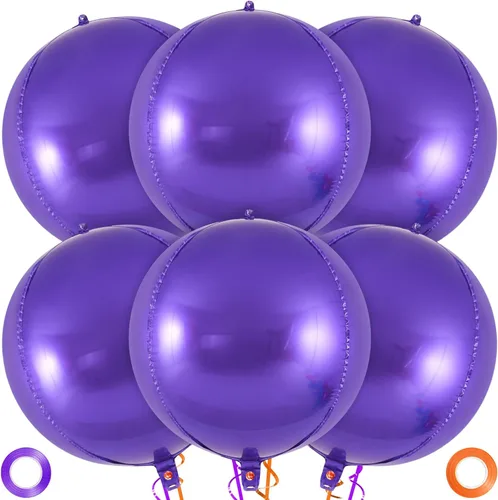 Vista 10 de Globos negros metálicos, globos redondos de esfera grande de 22 pulgadas, 6 globos negros de aluminio Mylar para cumpleaños, aniversario