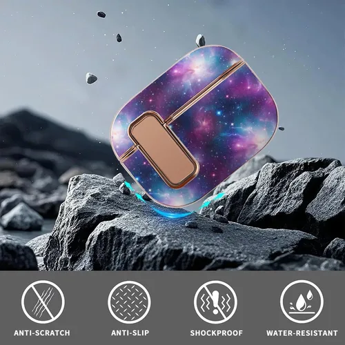Vista 6 de Plastic Cover Compatible with Airpods Pro 2 Case Purple Galaxy, Protective Skin with Lock