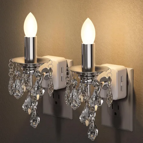 Vista 9 de Briignite Halloween Chandelier Night Light Plug in, Dusk to Dawn, Gothic Black