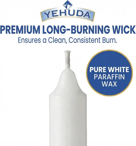 Vista 6 de Yehuda - Velas de shabbos blancas de 3 horas (36 velas)