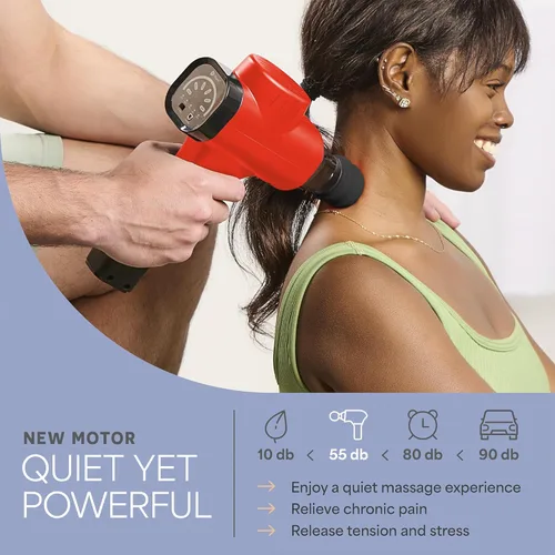 Vista 30 de LifePro Sonic Massage Gun Deep Tissue – Quiet Handheld Percussion Massager for Athletes, Pain Relief & Recovery – 8 Heads, 5 Speeds, Long Battery