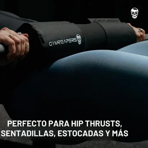 Vista 2 de Gymreapers Almohadilla para sentadillas con barra – Almohadilla protectora de puente para empuje de cadera, sentadillas, estocadas – soporte
