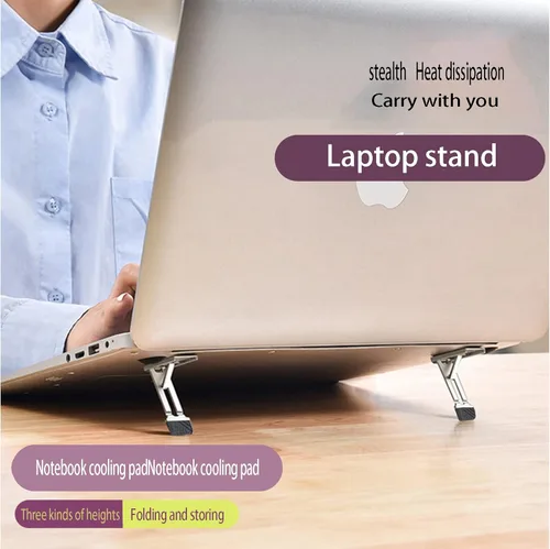 Vista 5 de Soporte invisible portátil para laptop, mini almohadilla de enfriamiento de aluminio, elevador de teclado, ergonómico con soporte para teclado