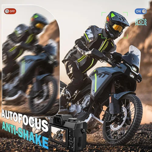 Vista 7 de 8K Digital Cameras for Photography 64MP - 16X Zoom Autofocus, WiFi, 180° Flip Screen with Wide-Angle & Macro Lens, Vlogging Camera for YouTube