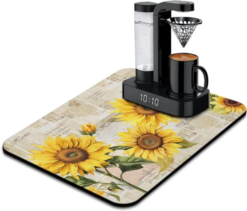 Vista 79 de Tapete de barra de café para encimeras 19inx12in, absorbente para ocultar las manchas, antideslizante, accesorios para bar de cafetería, cabe debajo
