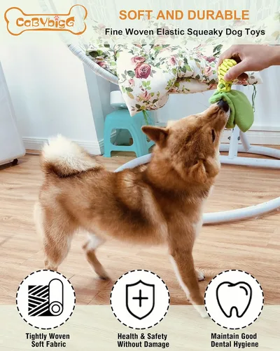 Vista 4 de Juguetes chirriantes para perros, juguetes para cachorros, sin relleno, juguetes masticables para dentición, juguete de caramelo para perros