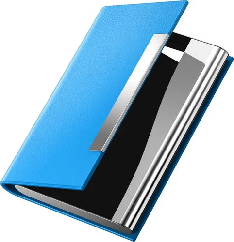 Vista 7 de Padike Tarjetero para tarjetas de visita, estuche profesional de piel sintética y acero inoxidable para múltiples tarjetas, tarjetero para tarjetas