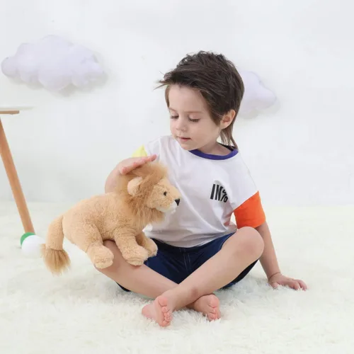 Vista 6 de Apricot Lamb Juguetes de peluche de león de peluche, suave, perfecto para niñas y niños (león amarillo, 10 pulgadas)