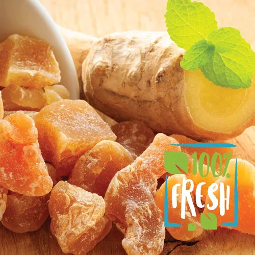 Vista 5 de Trozos de jengibre cristalizado seco, 16 oz. Caramelo de jengibre seco sin sulfuro, trozos de jengibre confitado, caramelo masticable de jengibre